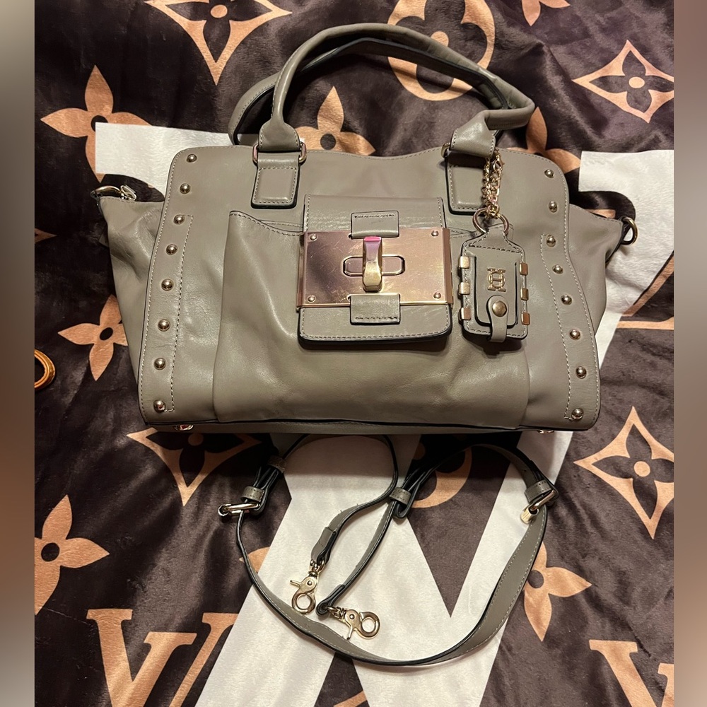 Joy Gryson EUC Tempo Satchel in Taupe with Studded Accents